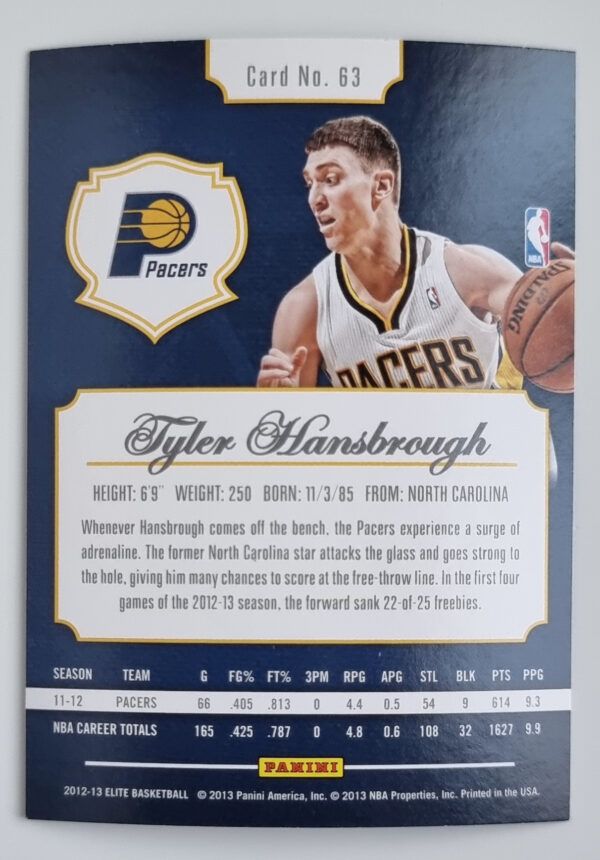 2012-13 Elite #63 Tyler Hansbrough – Image 2