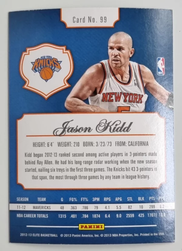 2012-13 Elite #99 Jason Kidd – Image 2