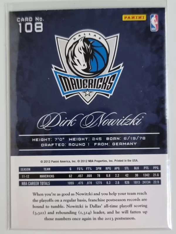 2012-13 Prestige #108 Dirk Nowitzki – Image 2