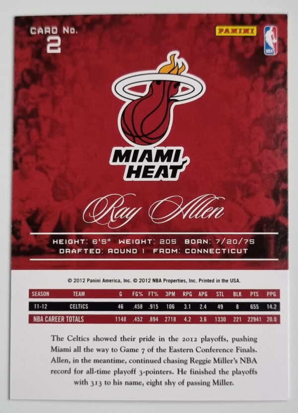 2012-13 Prestige #2 Ray Allen – Image 2
