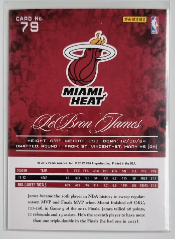 2012-13 Prestige #79 LeBron James – Image 2