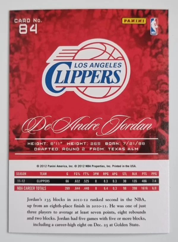 2012-13 Prestige #84 DeAndre Jordan – Image 2