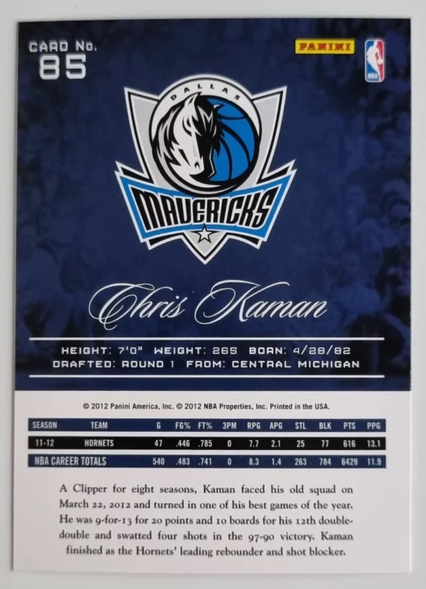 2012-13 Prestige #85 Chris Kaman – Image 2