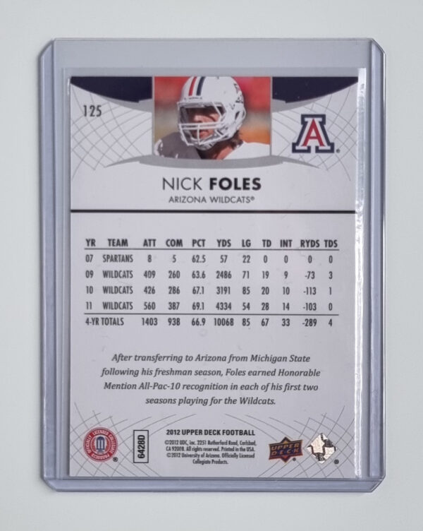 2012 Upper Deck #125 Nick Foles – Image 2