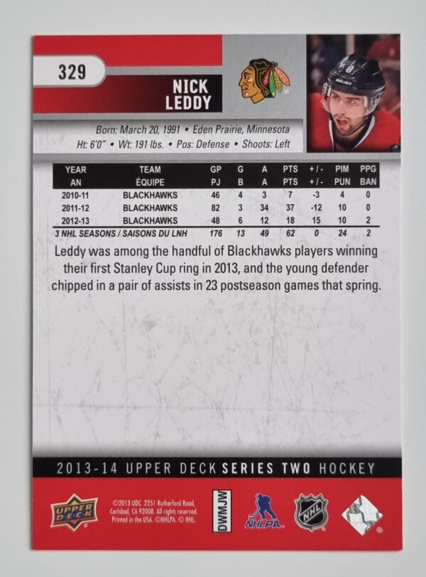 2013-14 Upper Deck #329 Nick Leddy – Image 2