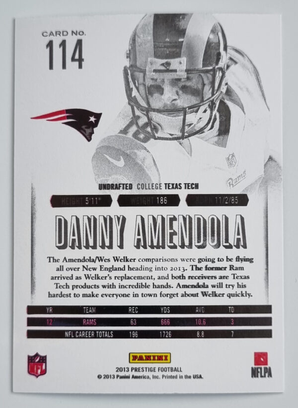 2013 Prestige #114 Danny Amendola – Image 2