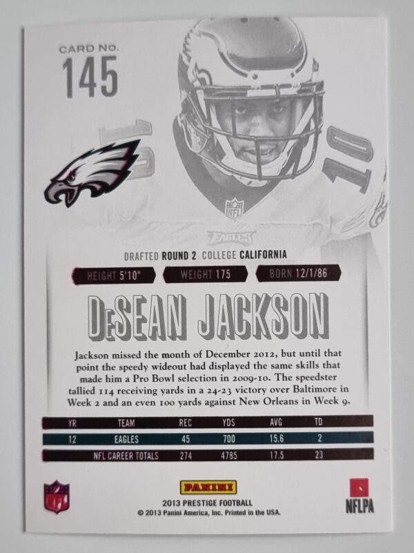 2013 Prestige #145 DeSean Jackson – Image 2