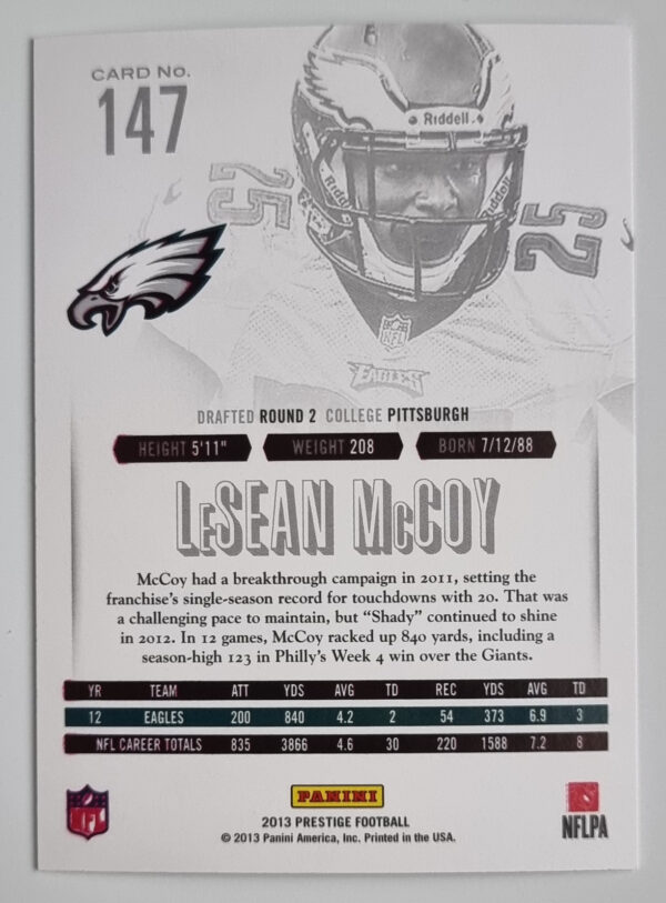 2013 Prestige #147 LeSean McCoy – Image 2