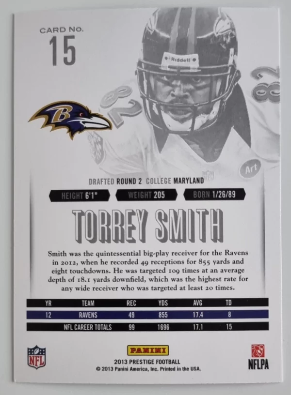 2013 Prestige #15 Torrey Smith – Image 2