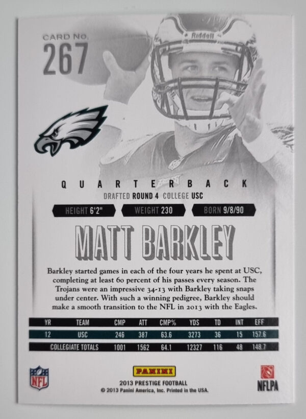 2013 Prestige #267 Matt Barkley RC – Image 2