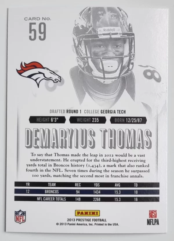 2013 Prestige #59 Demaryius Thomas – Image 2