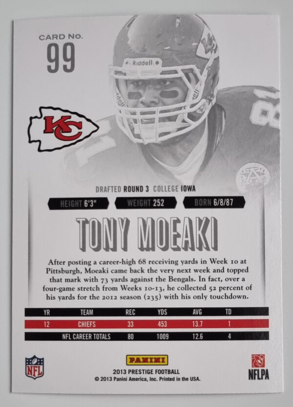 2013 Prestige #99 Tony Moeaki – Image 2
