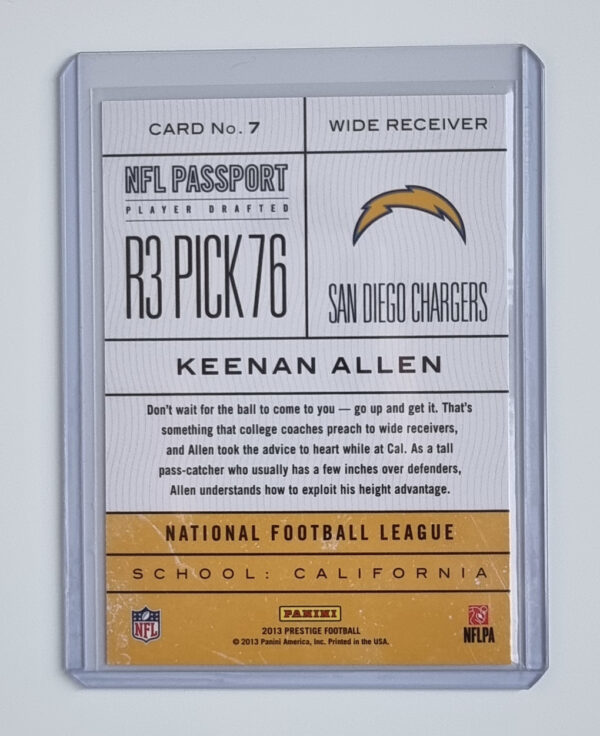 2013 Prestige NFL Passport #7 Keenan Allen – Image 2