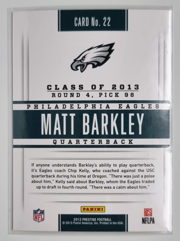 2013 Prestige Prestigious Picks Gold #22 Matt Barkley – Image 2