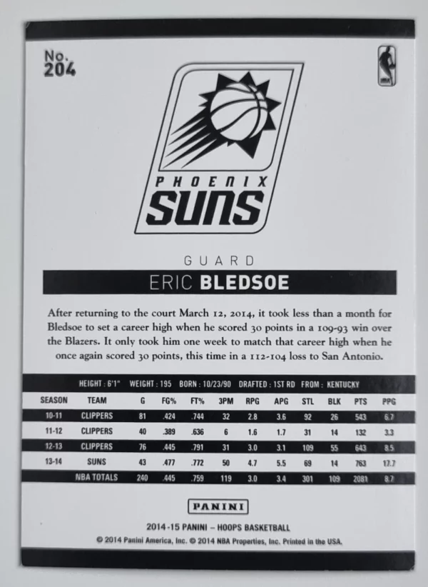2014-15 Hoops #204 Eric Bledsoe – Image 2