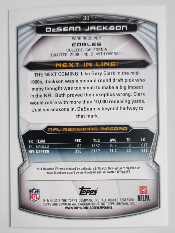 2014 Bowman #V30 DeSean Jackson – Image 2