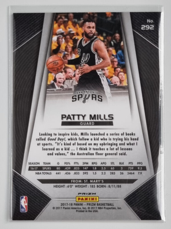 2017-18 Panini Prizm Prizms Green #292 Patty Mills – Image 2