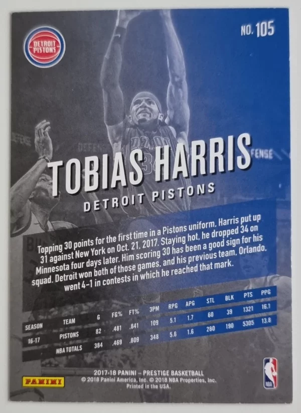 2017-18 Prestige #105 Tobias Harris – Image 2