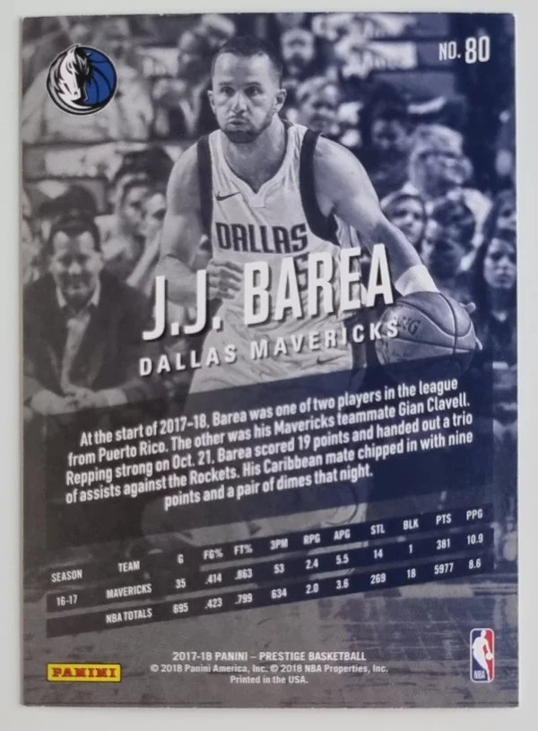 2017-18 Prestige #80 J.J. Barea – Image 2