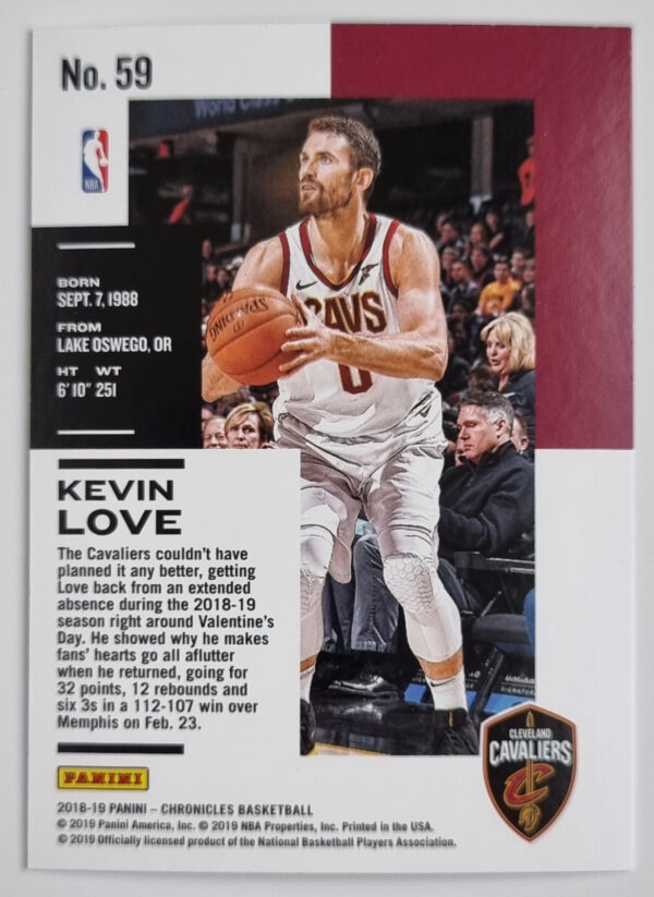 2018-19 Panini Chronicles #59 Kevin Love – Image 2
