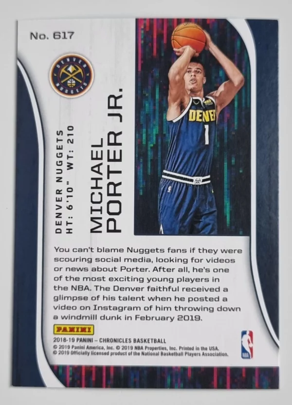 2018-19 Panini Chronicles #617 Michael Porter Jr./Rookies and Stars – Image 2