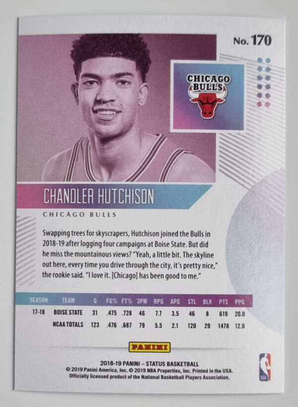 2018-19 Panini Status #170 Chandler Hutchison – Image 2