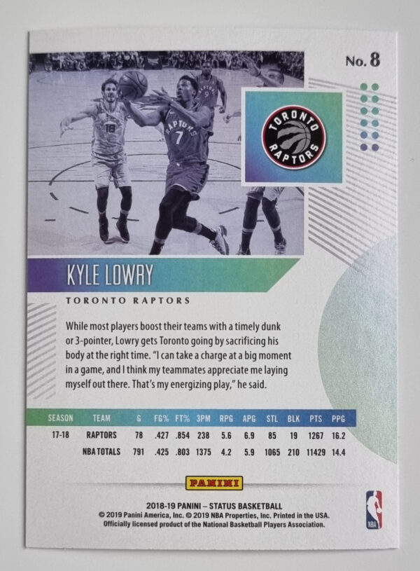 2018-19 Panini Status #8 Kyle Lowry – Image 2