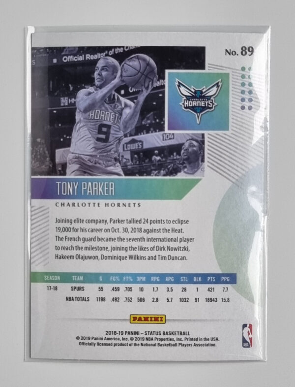 2018-19 Panini Status #89 Tony Parker – Image 2