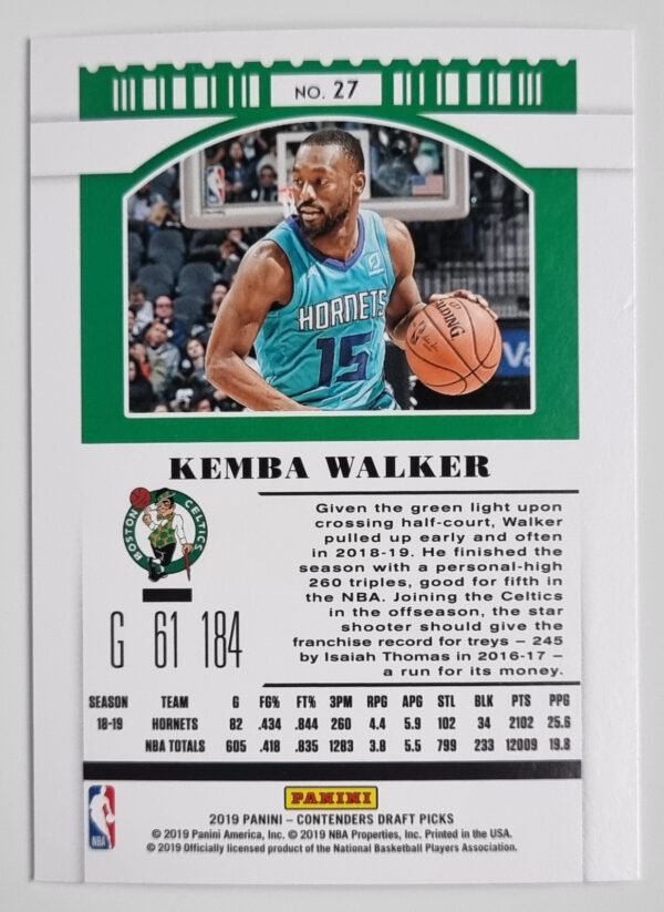 2019-20 Panini Contenders Draft Picks Season Ticket #27 Kemba Walker – Image 2