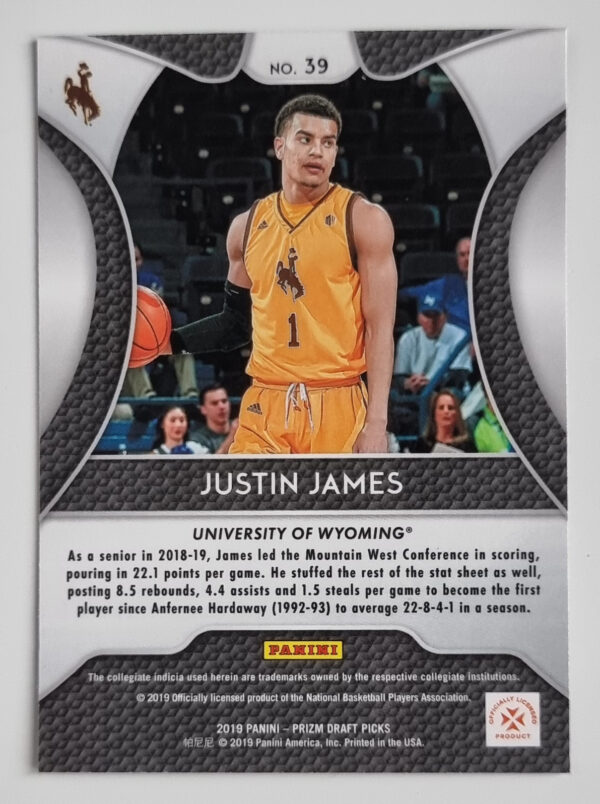 2019-20 Panini Prizm Draft Picks #39 Justin James – Image 2