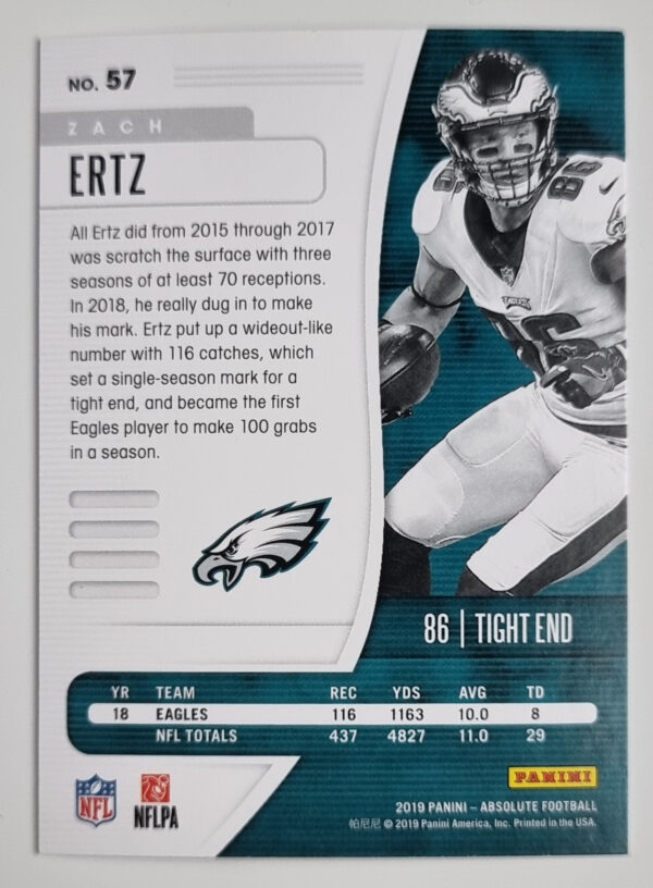 2019 Absolute #57 Zach Ertz – Image 2