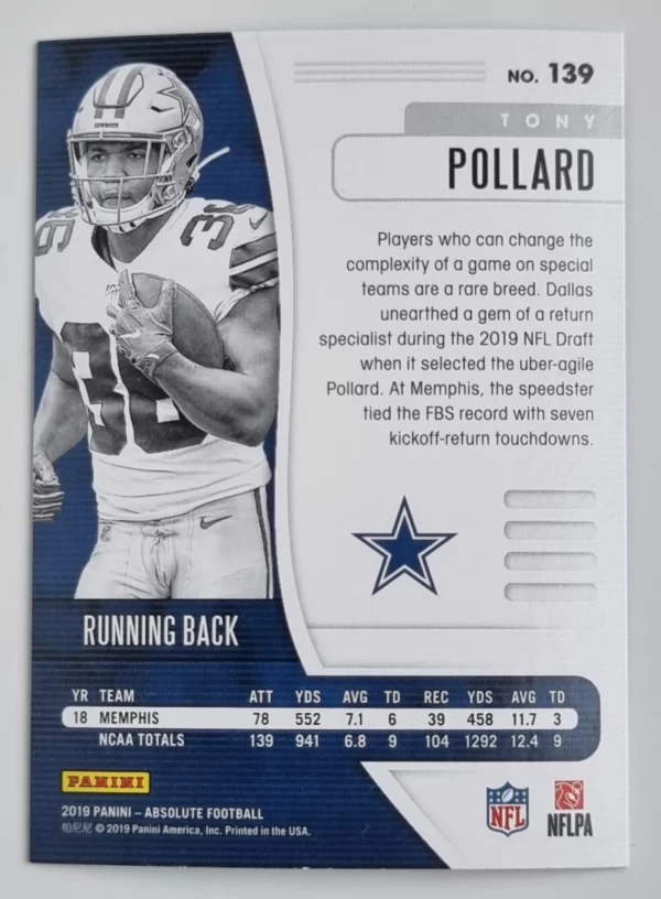 2019 Absolute Retail #139 Tony Pollard – Image 2
