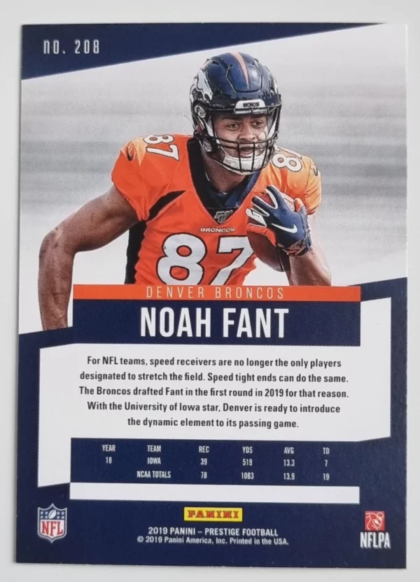 2019 Prestige #208 Noah Fant RC – Image 2