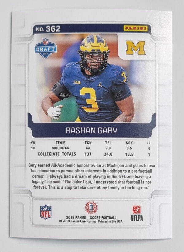 2019 Score #362 Rashan Gary RC – Image 2