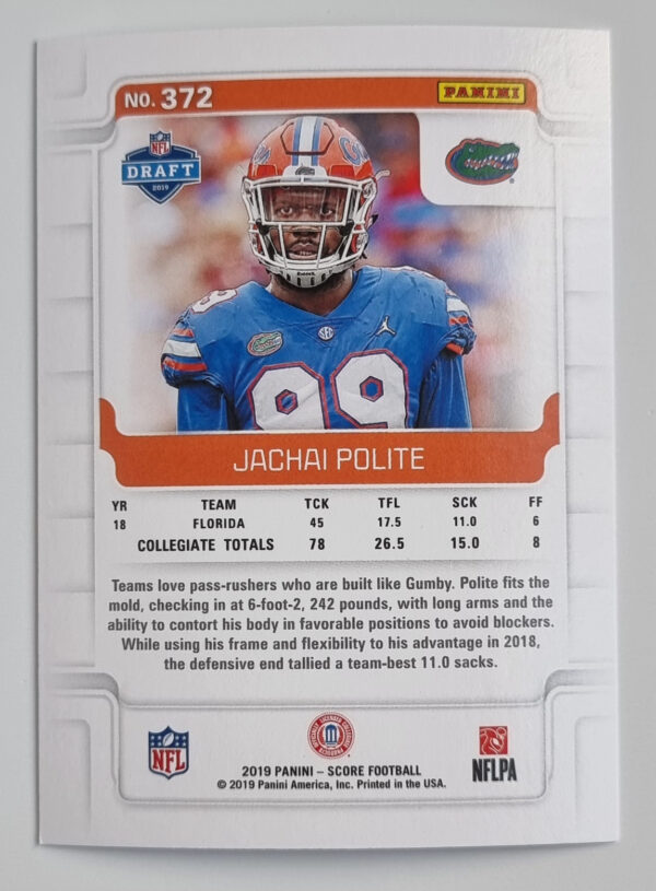 2019 Score #372 Jachai Polite RC – Image 2