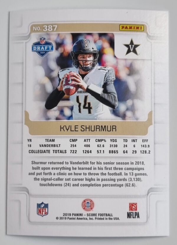 2019 Score #387 Kyle Shurmur RC – Image 2