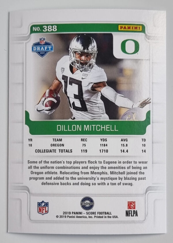 2019 Score #388 Dillon Mitchell RC – Image 2