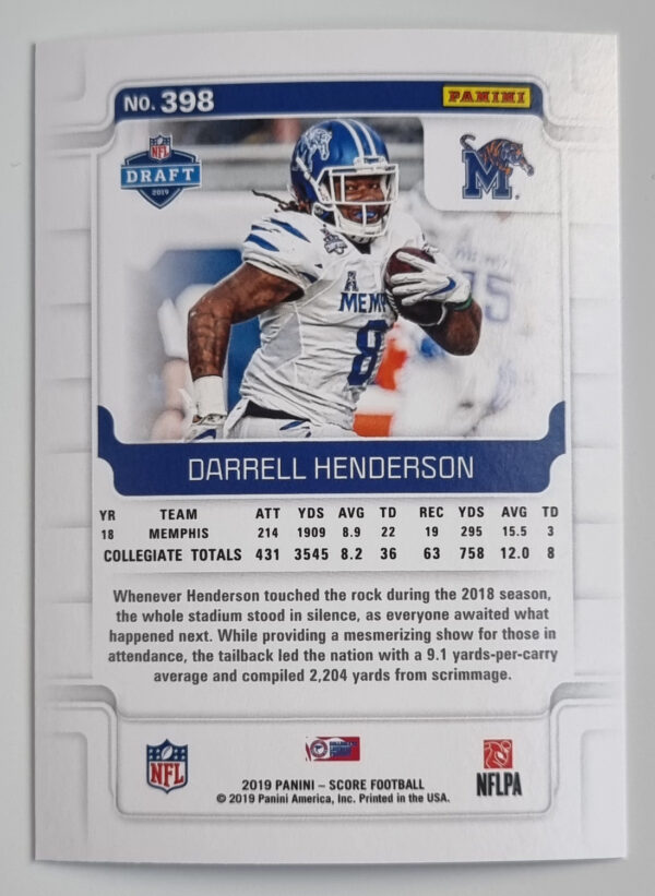 2019 Score #398 Darrell Henderson RC – Image 2