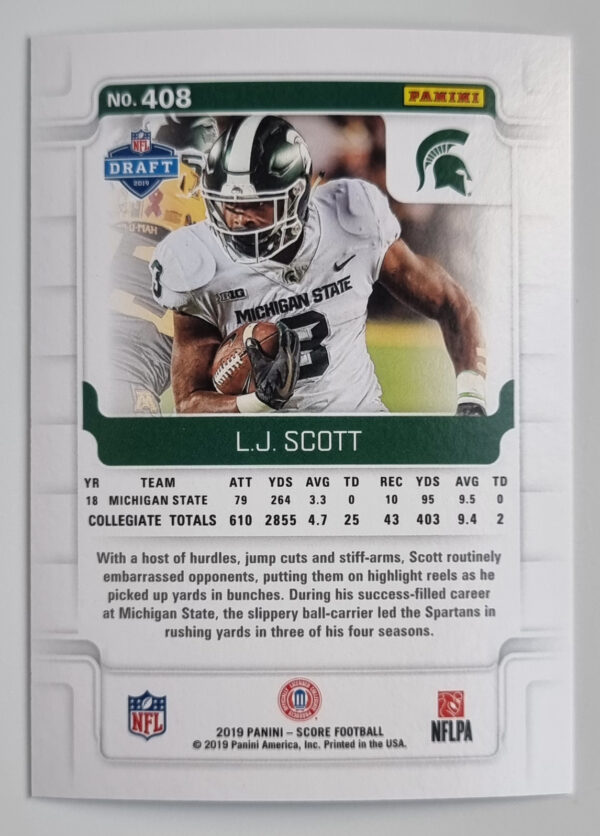 2019 Score #408 L.J. Scott RC – Image 2