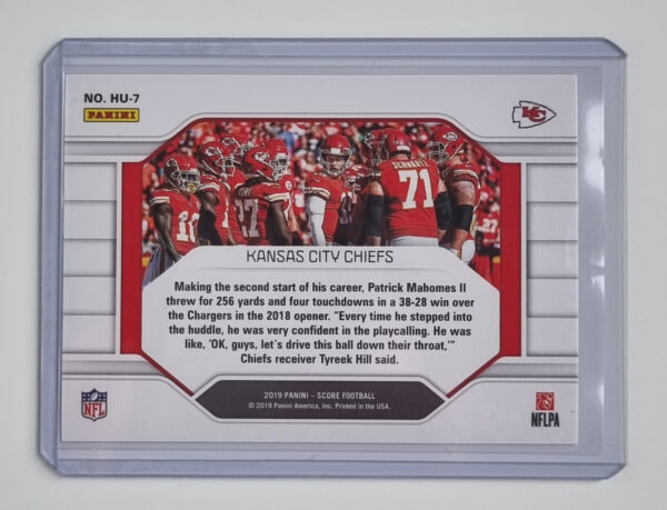 2019 Score Huddle Up #7 Kansas City Chiefs – Image 2