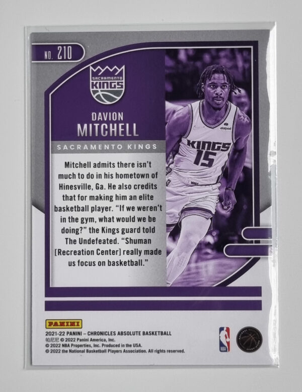 2021-22 Panini Chronicles #210 Davion Mitchell/Absolute – Image 2