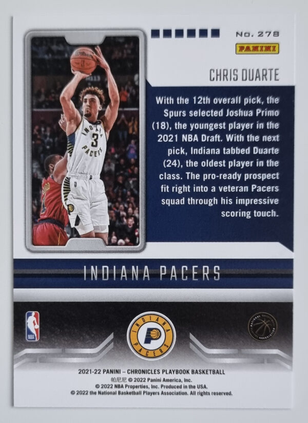 2021-22 Panini Chronicles #278 Chris Duarte/Playbook – Image 2