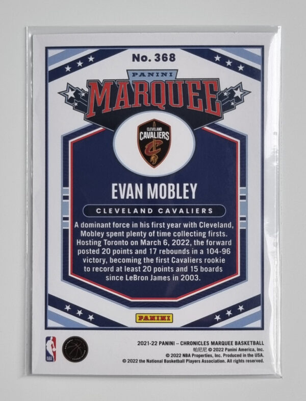 2021-22 Panini Chronicles #368 Evan Mobley/Marquee – Image 2