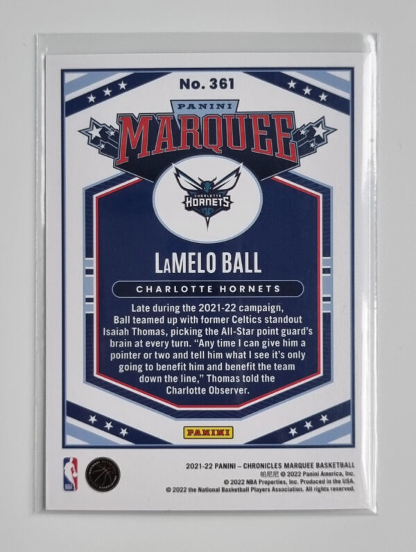 2021-22 Panini Chronicles Pink #361 LaMelo Ball/Marquee – Image 2