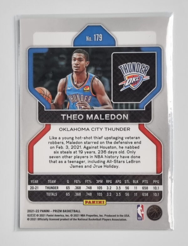 2021-22 Panini Prizm #179 Theo Maledon – Image 2