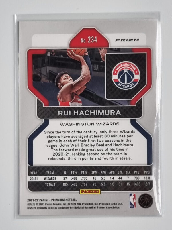 2021-22 Panini Prizm Prizms Red White and Blue #234 Rui Hachimura – Image 2