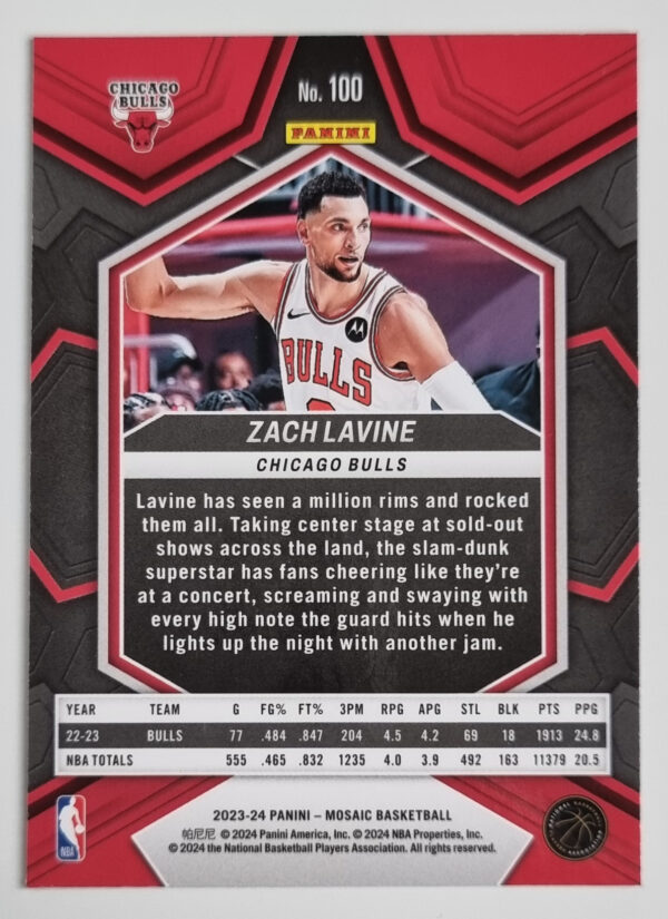 2023-24 Panini Mosaic #100 Zach LaVine – Image 2