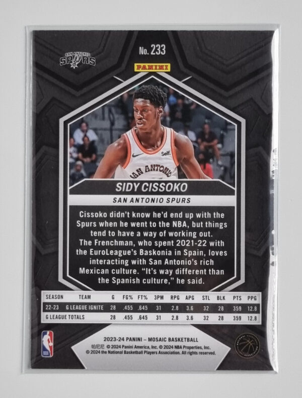 2023-24 Panini Mosaic #233 Sidy Cissoko RC – Image 2