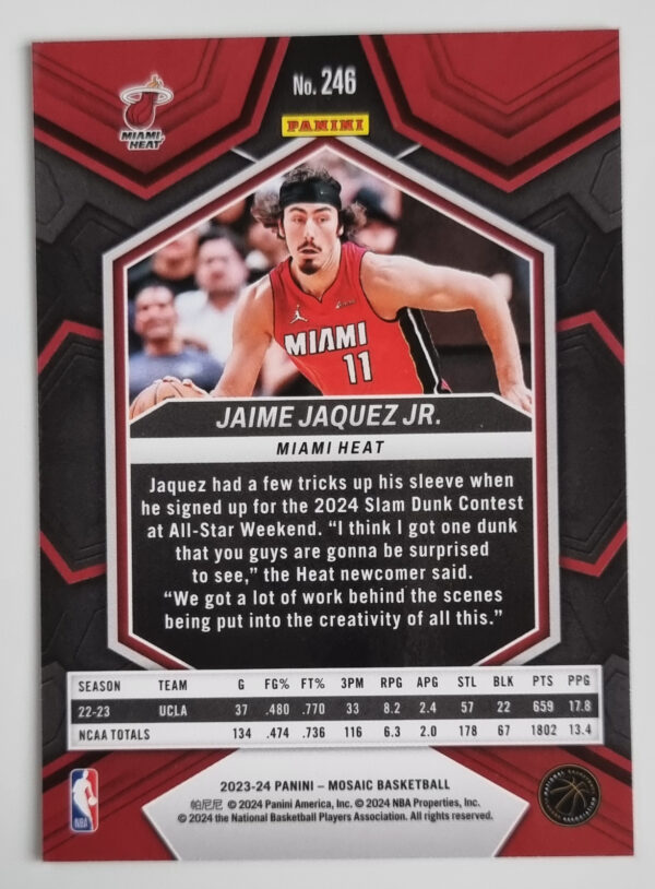 2023-24 Panini Mosaic #246 Jaime Jaquez Jr. RC – Image 2