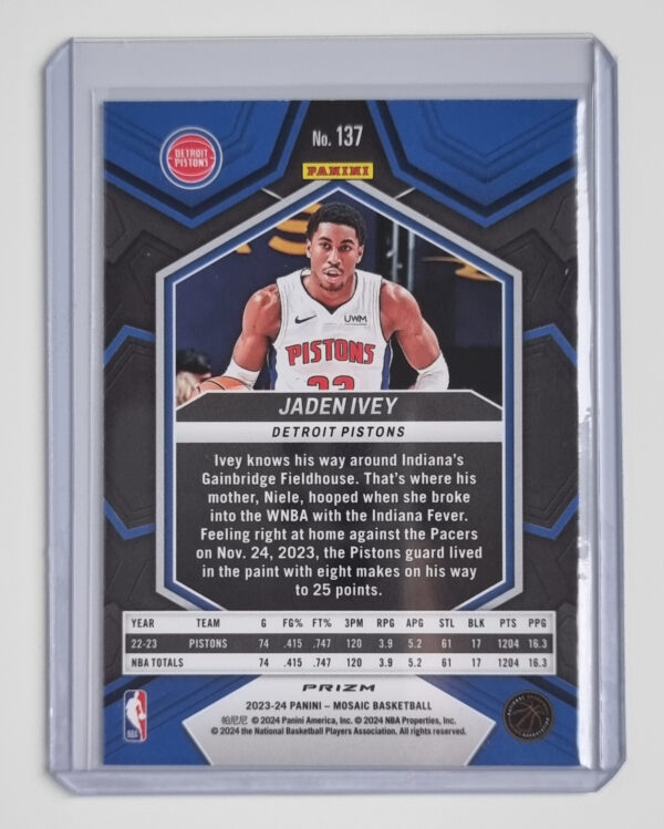 2023-24 Panini Mosaic Mosaic #137 Jaden Ivey – Image 2